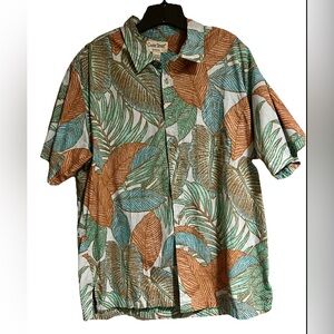 Cooke Street men's Hawaiian shirt short sleeve Floral leaf pattern XL